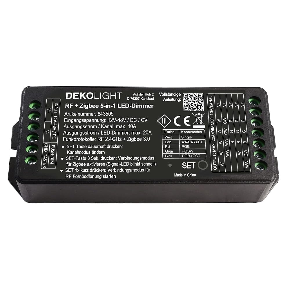 Deko-Light Sterownik RF-smart, ściemniacz LED 5 w 1, 5 kanałów, 12-48 V, 20 A, IP20, czarny
