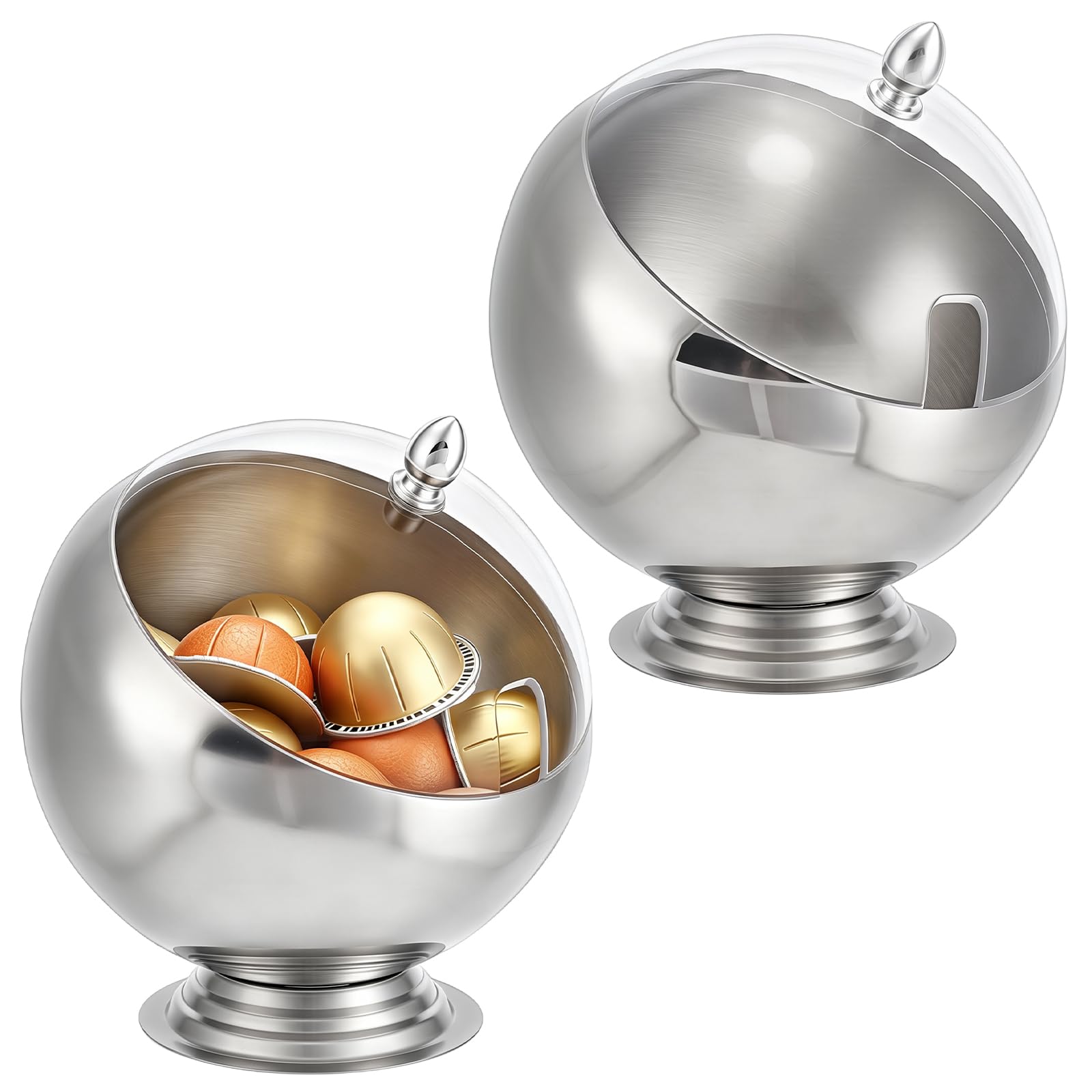 Lot de 2 supports de dosettes de café en métal avec couvercle
