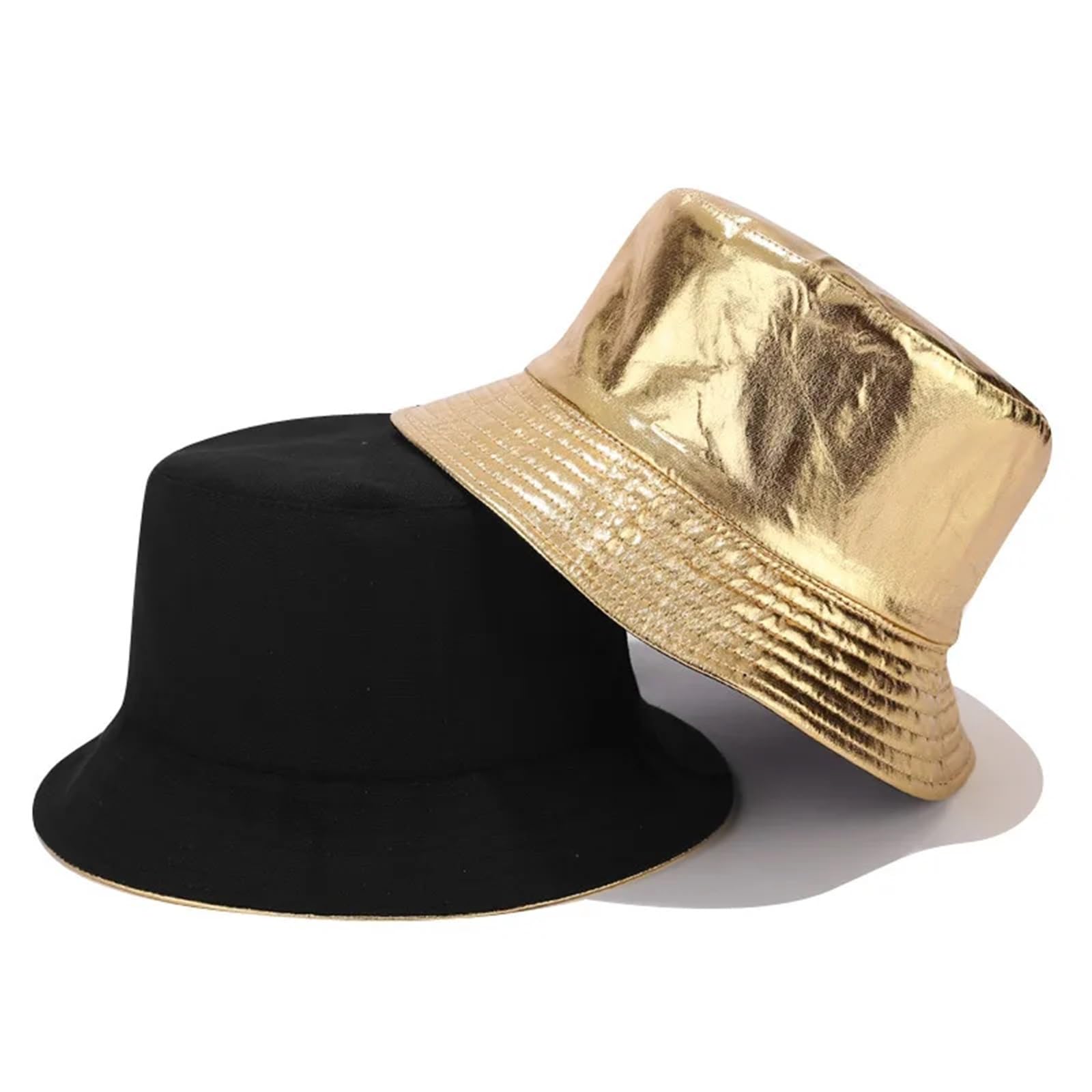 Cappello A Secchiello Cappello da Pescatore Cappellino Solido in Pelle Cappello da Trekking da Uomo Cappello da Pesca Cappello Impermeabile da Strada Hip-Hop Pieghevole(Black)