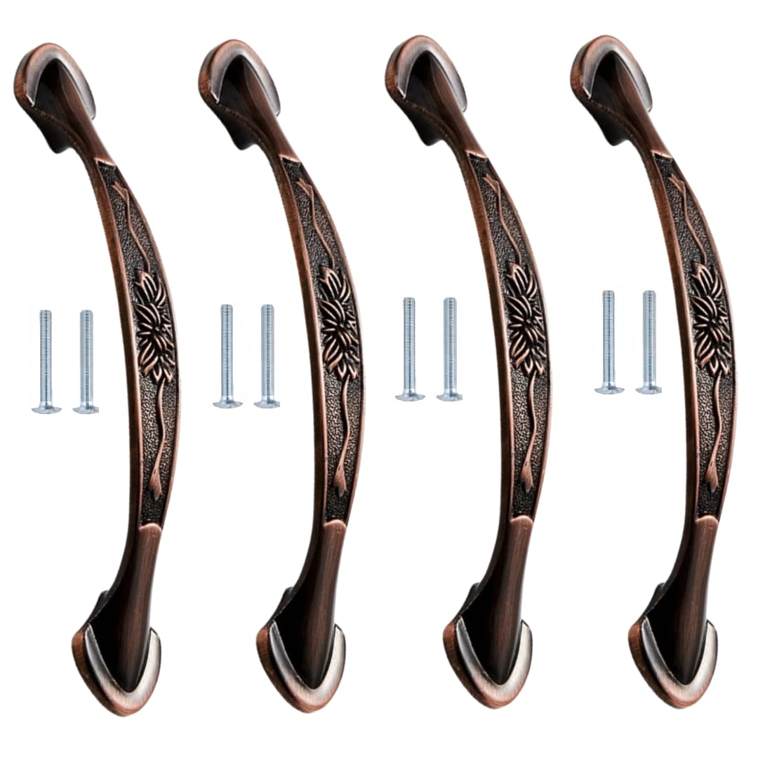 NLQCSXWEP Zinc Alloy Cabinet Bow Handle, Zinc Alloy Cabinet Handles Pack of 4 Multicolor 128mm/96mm(128mm Red Ancient)