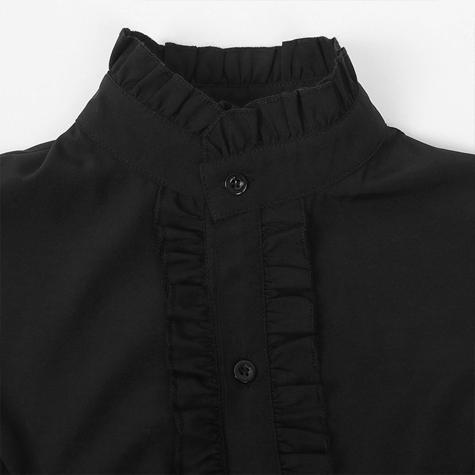T-Shirt Sportive da Donna Manica Corta Scollo Tondo-Camicia A Maniche Lunghe con Cuciture in Pizzo Pieghettato retrò Punk della metà del Secolo da Donna con Cinturini Interni Blusa Elegante Pizzo