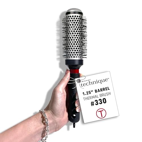 Cricket Technique #310 - Cepillo térmico para el cabello de 1 pulgada sin costuras, cepillo de pelo de turmalina antiestática, cerdas iónicas para