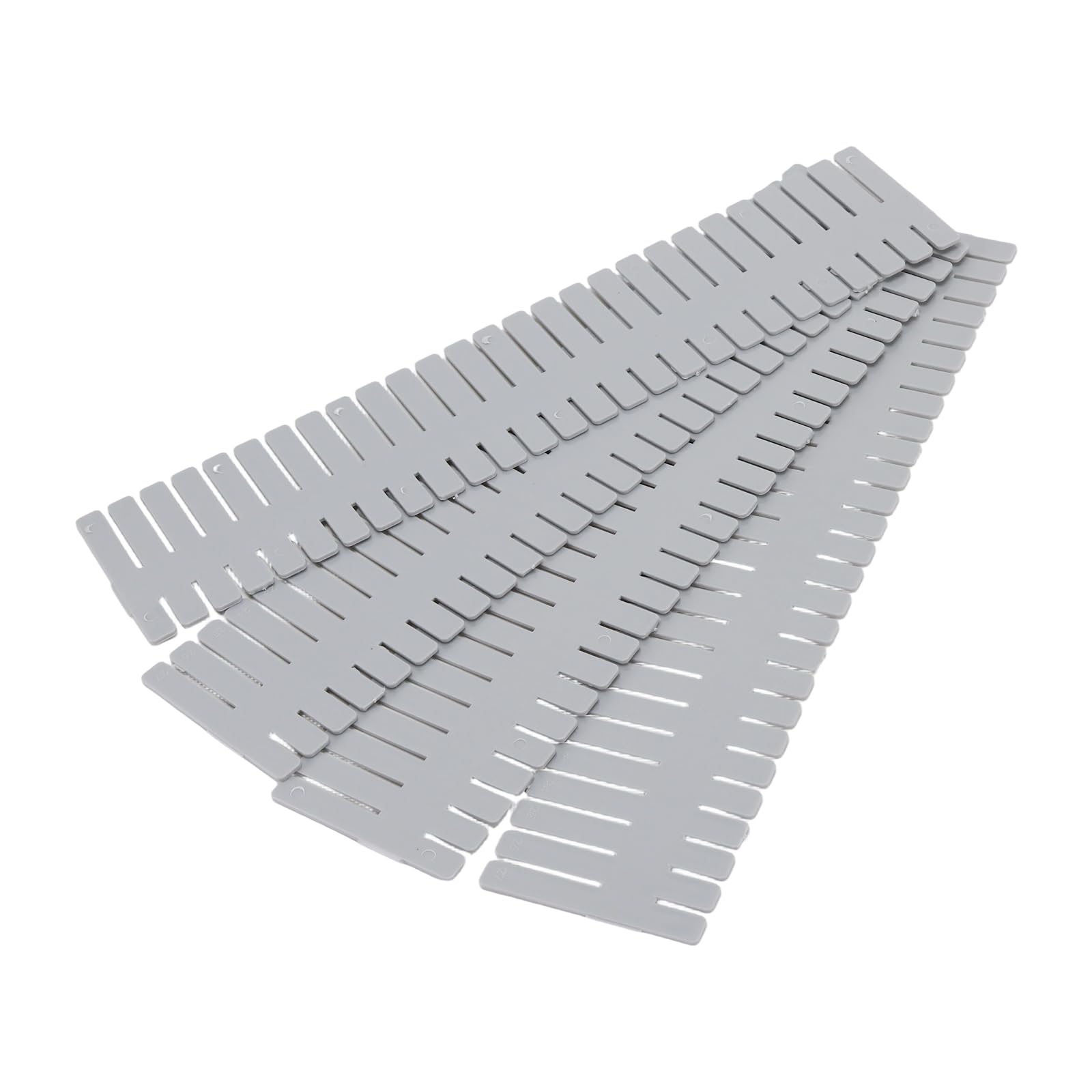FUNSUEI 48 sztuk regulowanych rozdzielaczy szuflad, 32 x 7 cm, z tworzywa sztucznego, szare separatory szuflad do szafy na ubrania, kuchni i łazienki