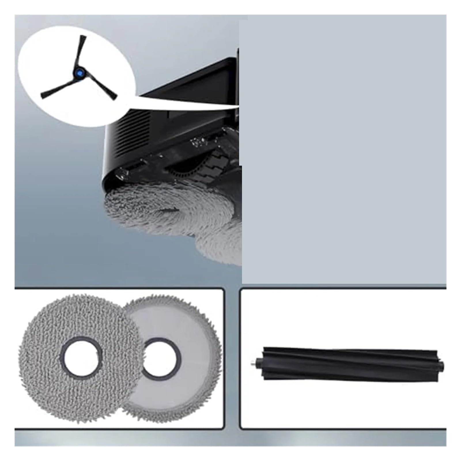 Kompatibel for Ecovacs, Hauptbürste, Seitenbürsten, Filter, Mopps, Staubbeutel | Hauptbürste aus Gummi, 2 Seitenbürsten, HEPA-Filter, Mikrofaser-Wischpads, versiegelte Staubbeutel. Passend for X2 Omni,