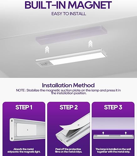 Miniatura 6 de Auxoda Luces de armario, luces para dormitorio, 7000 K inalámbricas USB recargables debajo del mostrador, 2200 mAh iluminación debajo del gabinete,