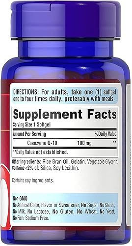 Miniatura 12 de Puritan's Pride Coenzima CoQ10 de 100 mg, suplemento dietético para la salud cardíaca, presión arterial, salud oral de las encías y apoyo al