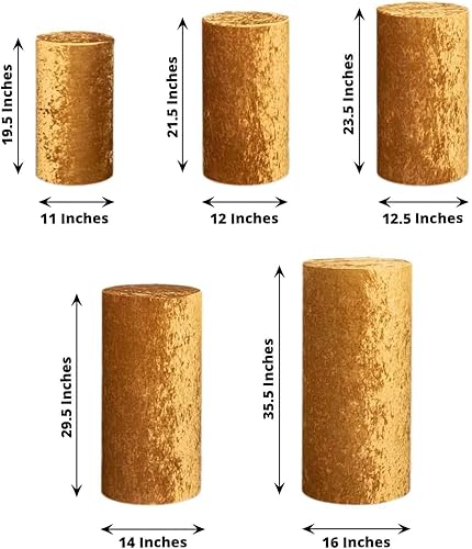 Vista 279 de Efavormart - Juego de 5 fundas de soporte para caja de exhibición cilíndrica de elastano, color negro, fundas elásticas para pilar de pedestal, 160