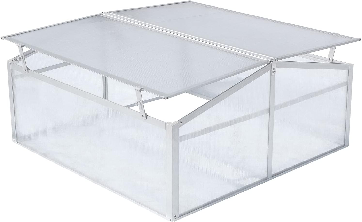 Hanover 39-Inch Double Garden Bed Cold Frame Mini Greenhouse with Adjustable Roof Ventilation