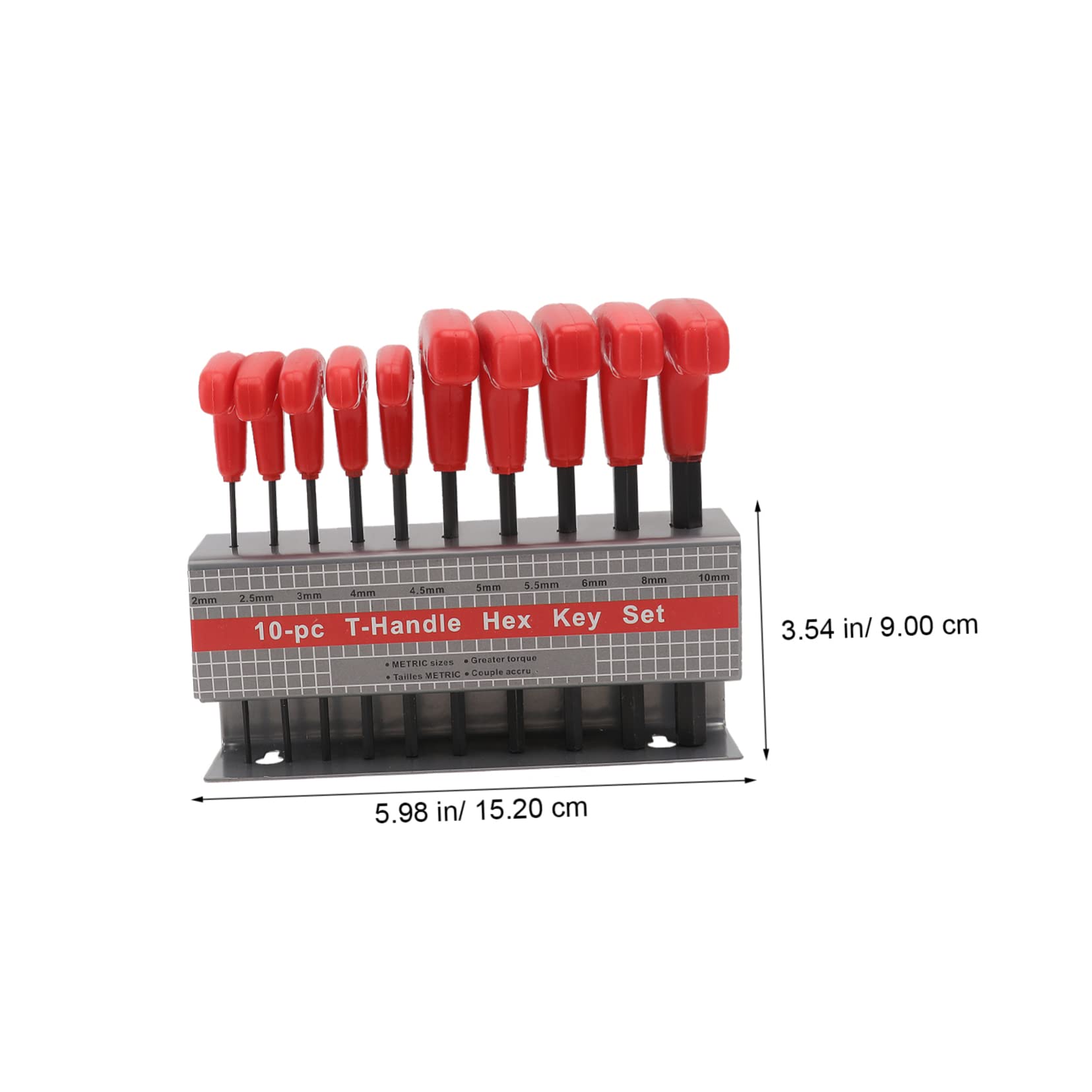 SHINEOFI Set di 10 Chiavi a Brugola a T Supporto Rosso Testa Piatta, Acciaio al Cromo Vanadio per Riparazioni e Decorazione