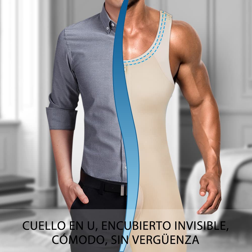 Fajas Shapewear Mono Reductoras Hombre Body Shaper Control de Abdomen y Piernas Compresión de Cuerpo Moldeadora Calzoncillos Pantalones Camiseta Interior