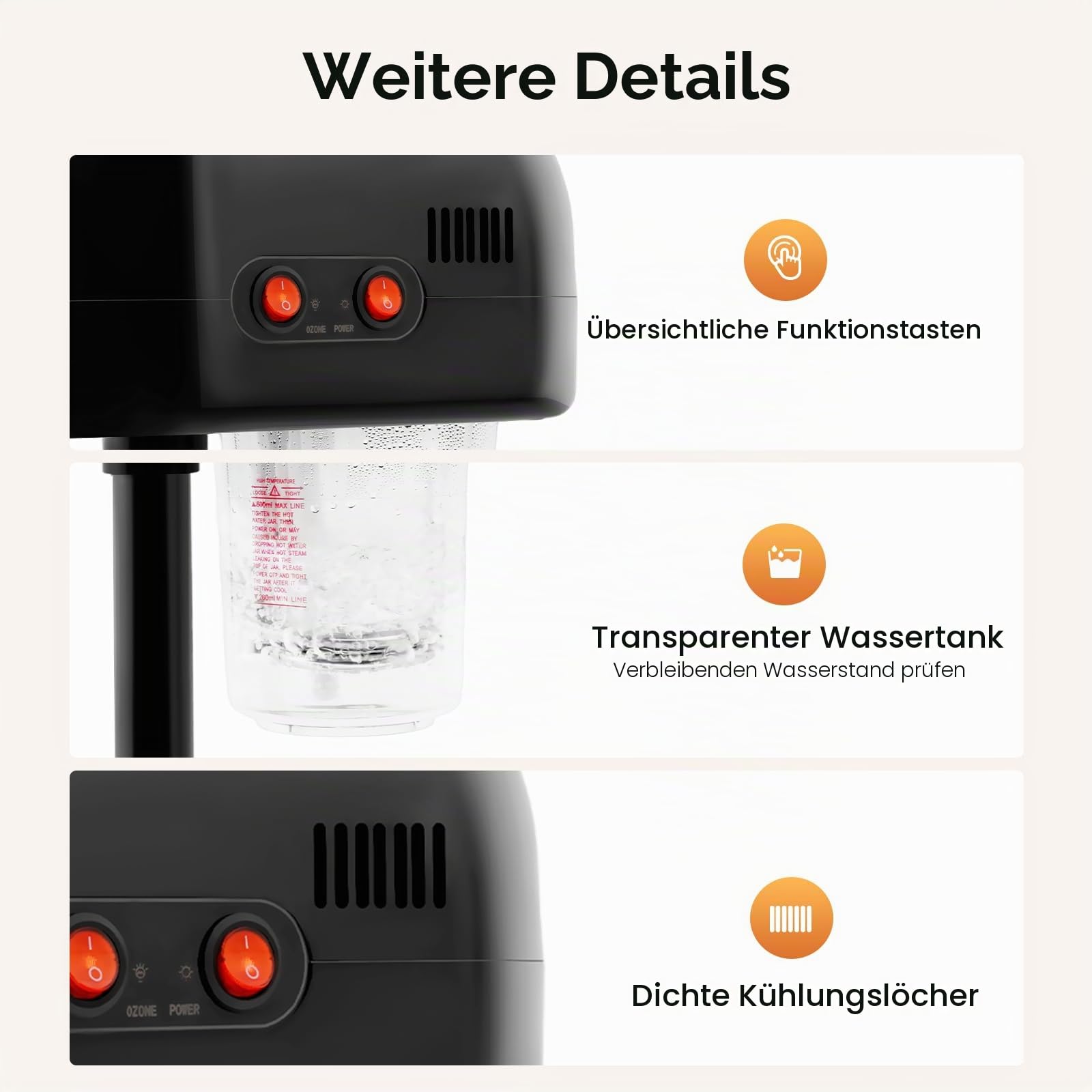 Gesichtsdampfer Dampfgerät Gesichtssauna, 800W SPA Gesichtspflege Sprühen Maschine, Luftbefeuchter Ozon Bedampfer, 1-Kopf, Höhe Einstellbar für Salon/Zuhause/Kosmetikstudio