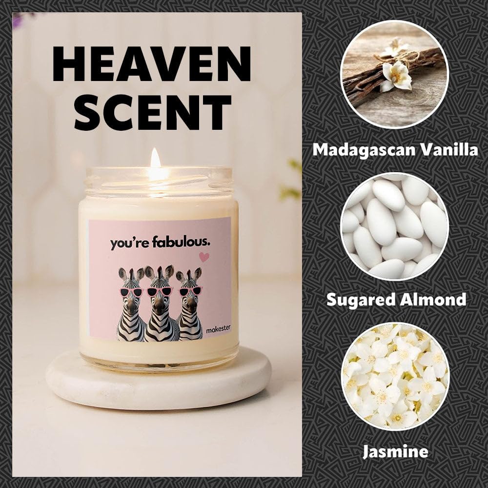Zebra Gifts - Luxury Soy Wax Candle - Vanilla, Jasmine, Sugared Almond - Makester, White - Image 4