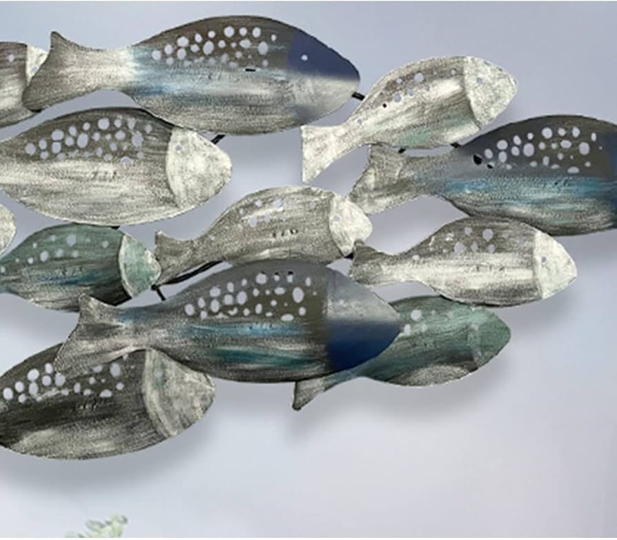 メタルアート フィッシュ 大型作品 Amazon.co.jp: RNQZ 50 x 20.8インチ メタルフィッシュウォール