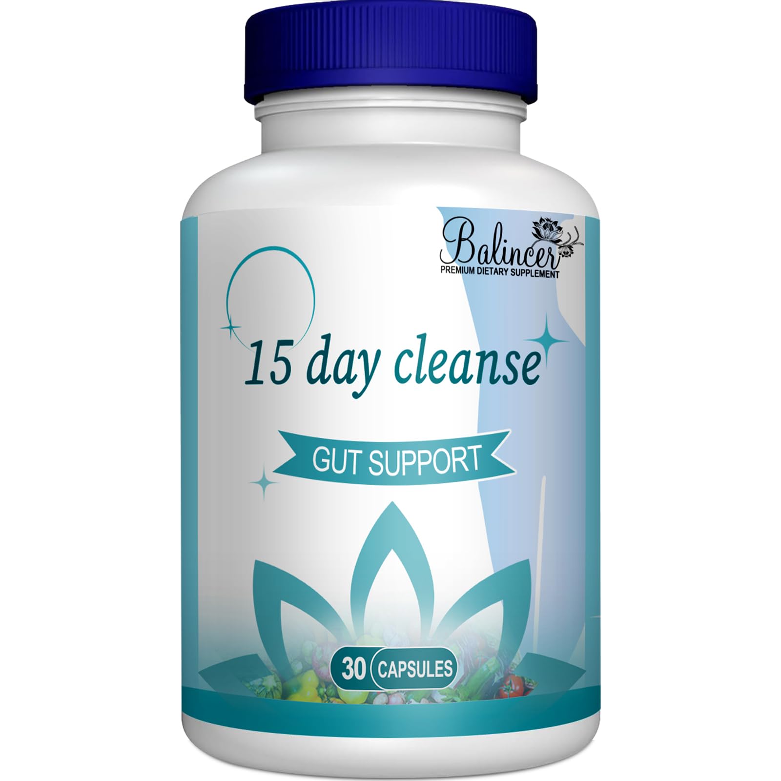 15 Day Cleanse, Gut and Colon Support, Advanced 15 Day Gut Cleanse Detox for Women & Men with Senna, Cascara Sagrada & Psyllium Husk, Non-GMO, 30 Capsules