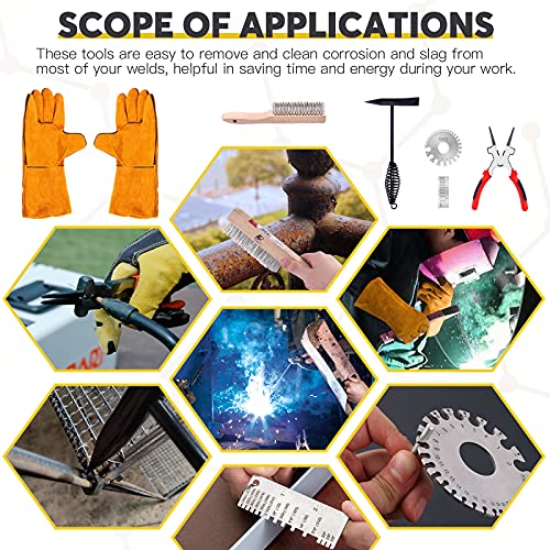 Mardatt 6Pcs Industrial Slag Removal Welding Tools and Accessories Includes 10 Inch Welding Chipping Hammer, 8 Inch Welding Pliers, Wire Brush, Welding Gloves, Wire Gauge, Metal Sheet Thickness Gauge 7 Mardatt 6Pcs Industrial Slag Removal Welding Tools and Accessories Includes 10 Inch Welding Chipping Hammer, 8 Inch Welding Pliers, Wire Brush, Welding Gloves, Wire Gauge, Metal Sheet Thickness Gauge - Image 7