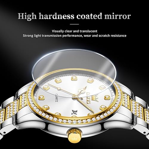 Miniatura 9 de OLEVS  Relojes de lujo con diamantes para hombres impermeables fino casual reloj con calendario analógico de cuarzo reloj para Navidad