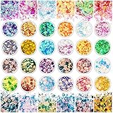 Arte de uñas de verano: incluye 12 vasos de papel de cristal de lentejuelas y 12 vasos mezclados con purpurina gruesa de hexgones, la más moderna y moderna en decoración de uñas de este verano. Está bellamente decorado que son perfectos para ayudar a cualquier atuendo. Envuelto en acrílico o gel con un efecto luminoso de ojos brillantes. Este es un diseño de uñas que lo hace perfecto para todos.