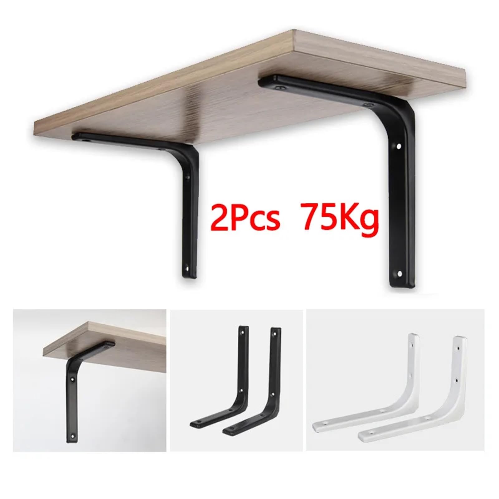 Regalhalterung Metall-Regalhalterungen, 20,3–30,5 Cm, Robuste L-Winkel-Wandhalterung Aus Edelstahl, Dekorativ for Schwebende Regale, Möbelbefestigung(White-2pcs,12 inch)