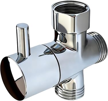 G1/2 Shower Head Diverter Valve, Solid Brass 3-Way, Shower Arm Diverter for Handheld Shower and Fixed Shower Head, Chrome-Plated Leak-Resistant Bathroom Connector for Standard 20mm Shower Systems