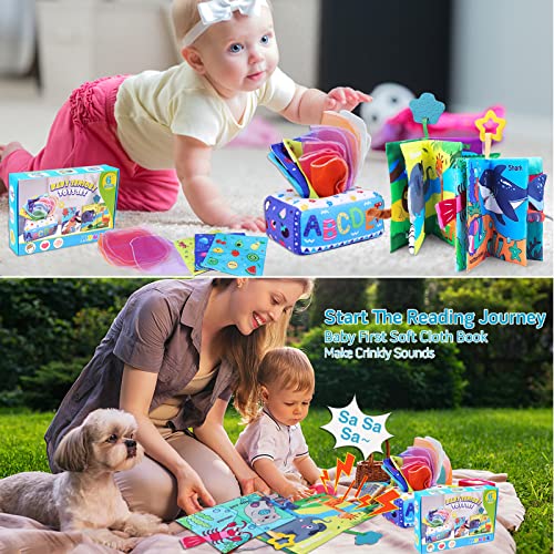 Aroic Baby Tissue Box And Soft Clothes Books, Sensory Pull Along Toddler Infant Baby Tissue Box Toy, Touch And Feel Crinkle Tail Books Set, Learning Toy For 0-6-18 Months Baby Infant Gift (Set Of 3) #TOP6