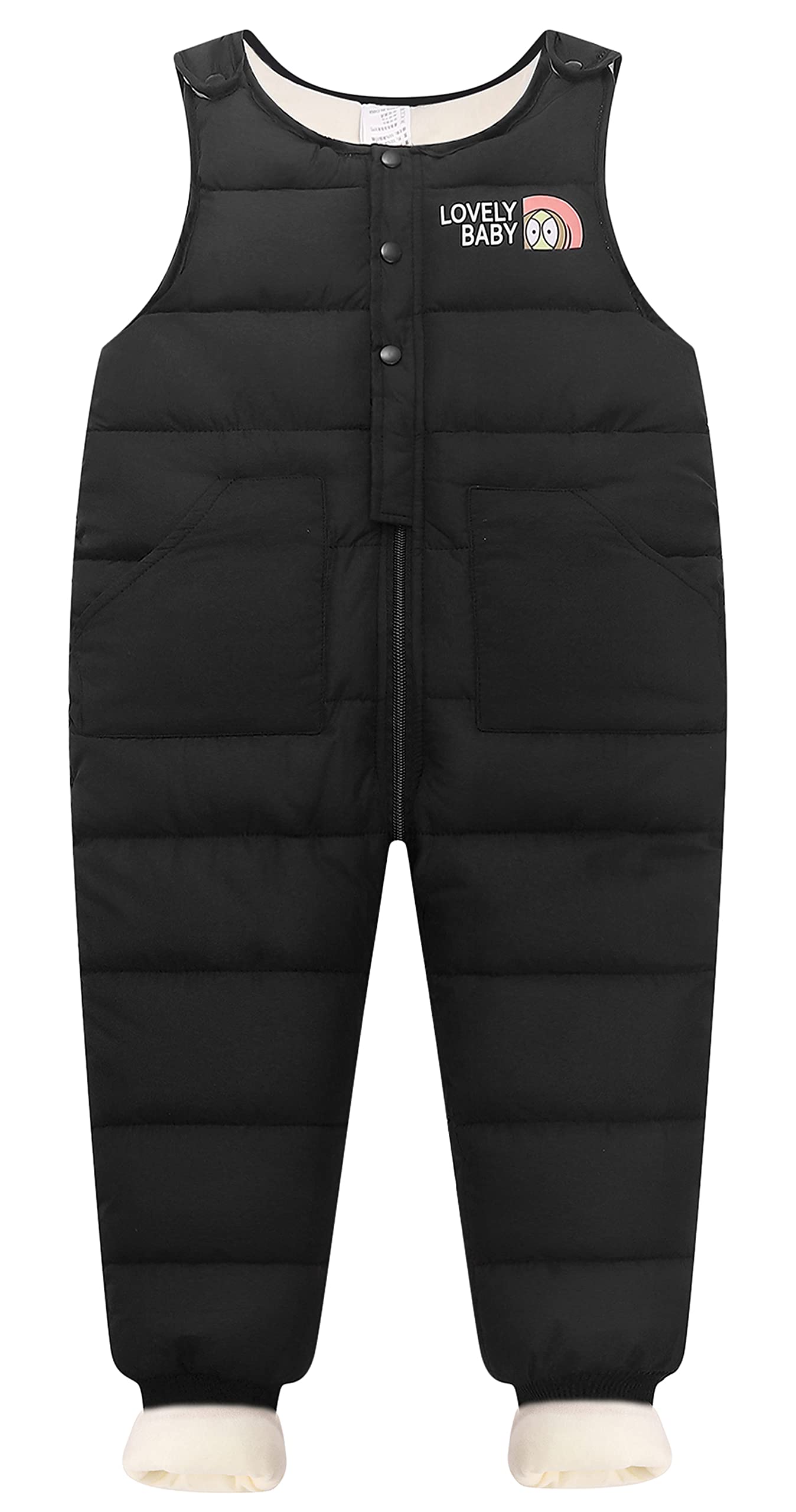 SEAUR Pantalones de nieve para bebé, resistentes al viento, gruesos y cálidos, para invierno, a prueba de viento, para niños, para exteriores, color negro, 2-3 años, 002 negro., 2-3 Años
