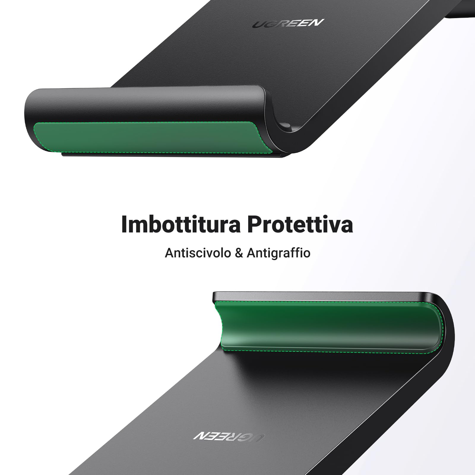 UGREEN Porta Cellulare Tavolo, Supporto Telefono Scrivania Portatile Regolabile 100°, Compatible con iPhone 16 15 14 13 Serie, Galaxy S24 S23 A54 A34 A14, Redmi 12 10 Note 12, Fino a 7.9", Nero