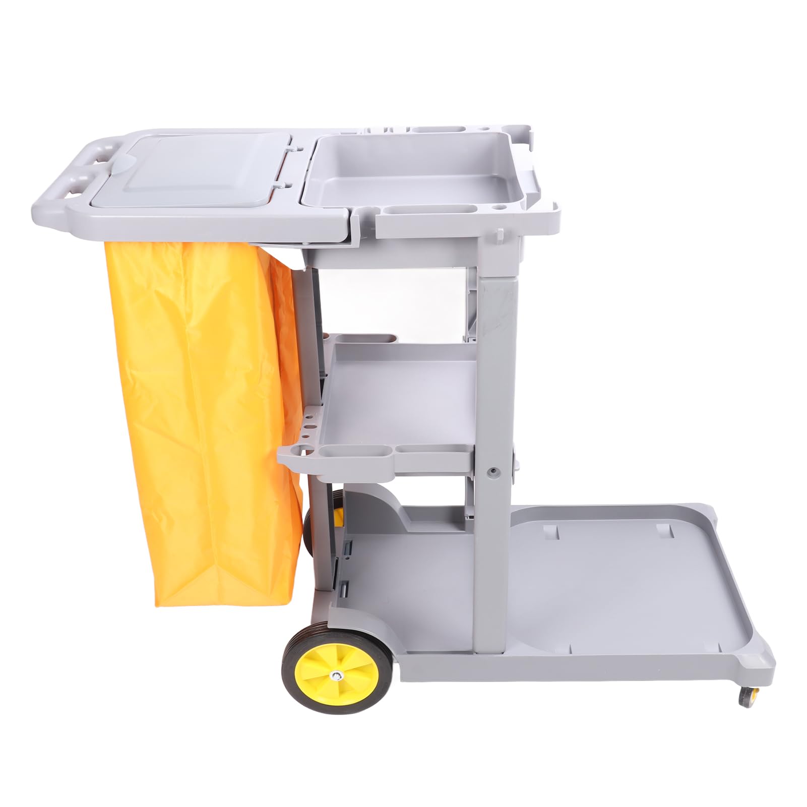 Carrello per Pulizie Carrello per Pulizia Commerciale Multifunzionale Grigio per Hotel Aeroporti Facile da Spostare in Plastica a 3 Livelli