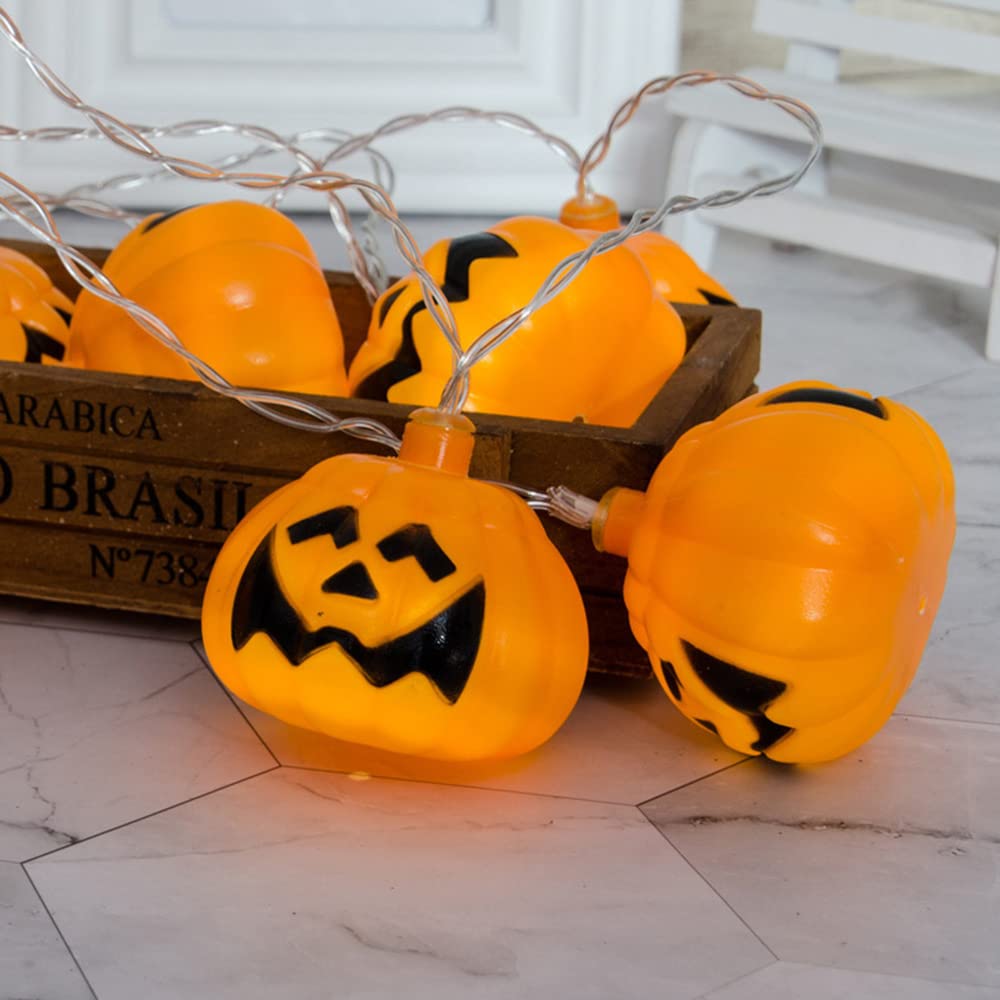 Confezione da 20 luci a LED da 3 m, 20 pezzi, luci decorative per Halloween, impermeabili, alimentate a batteria, arancioni, luce bianca calda, per soggiorno, balcone, prato