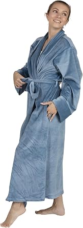 Pure Fiber Velour Bathrobe for Women | Plush Cloud Soft Spa Robe with Pockets | Cozy Lounge Robe