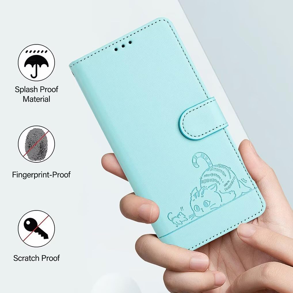 SEAHAI Etui do Motorola Moto G84 5G, uroczy wzór kota, wysokiej jakości skóra PU, portfel, odporne na wstrząsy, z klapką, z podpórką, przegródki na karty kredytowe, blokada RFID, zamknięcie