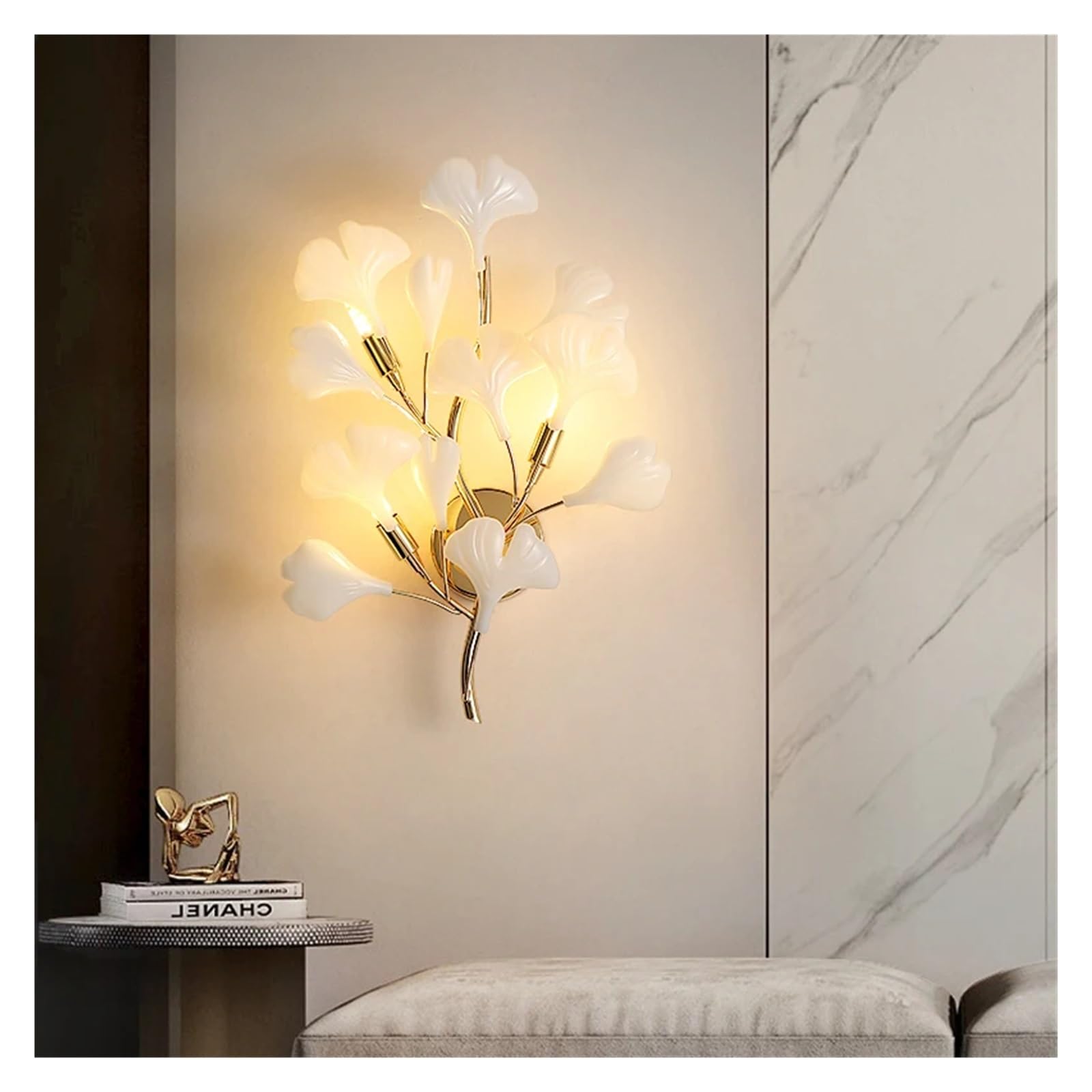 MESOVFCA Bedroom wall Lamps Modern Lamps and Lanterns Luxury - Ginkgo biloba Hallway Lamps Art Living Room Background Decoration Bedside Bedroom