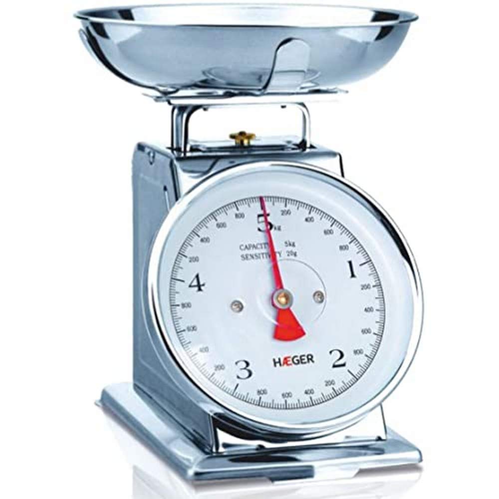 HAEGER Grandmother - Küchenwaage aus INOX, analog und Einer Kapazität von 5 kg