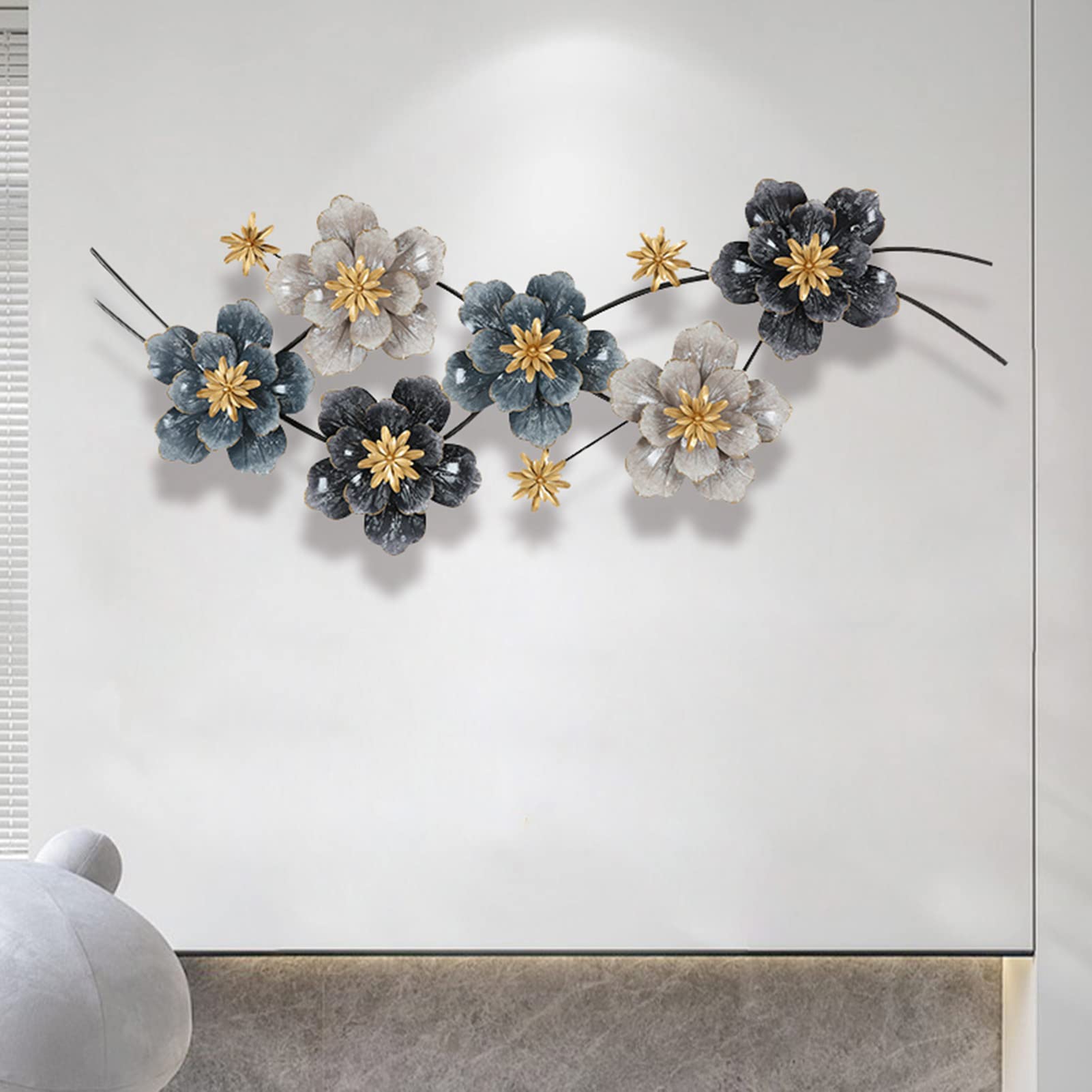 3 Decorazioni Da Parete Con Fiori in Metallo, Decorazione