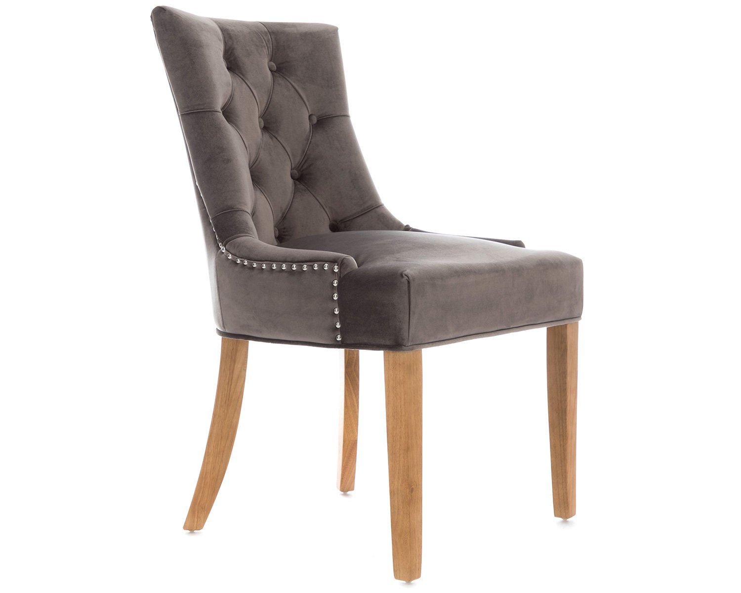 Lifestyle Furniture Scoop Back Dining Chairs in Grey Velvet, Chrome