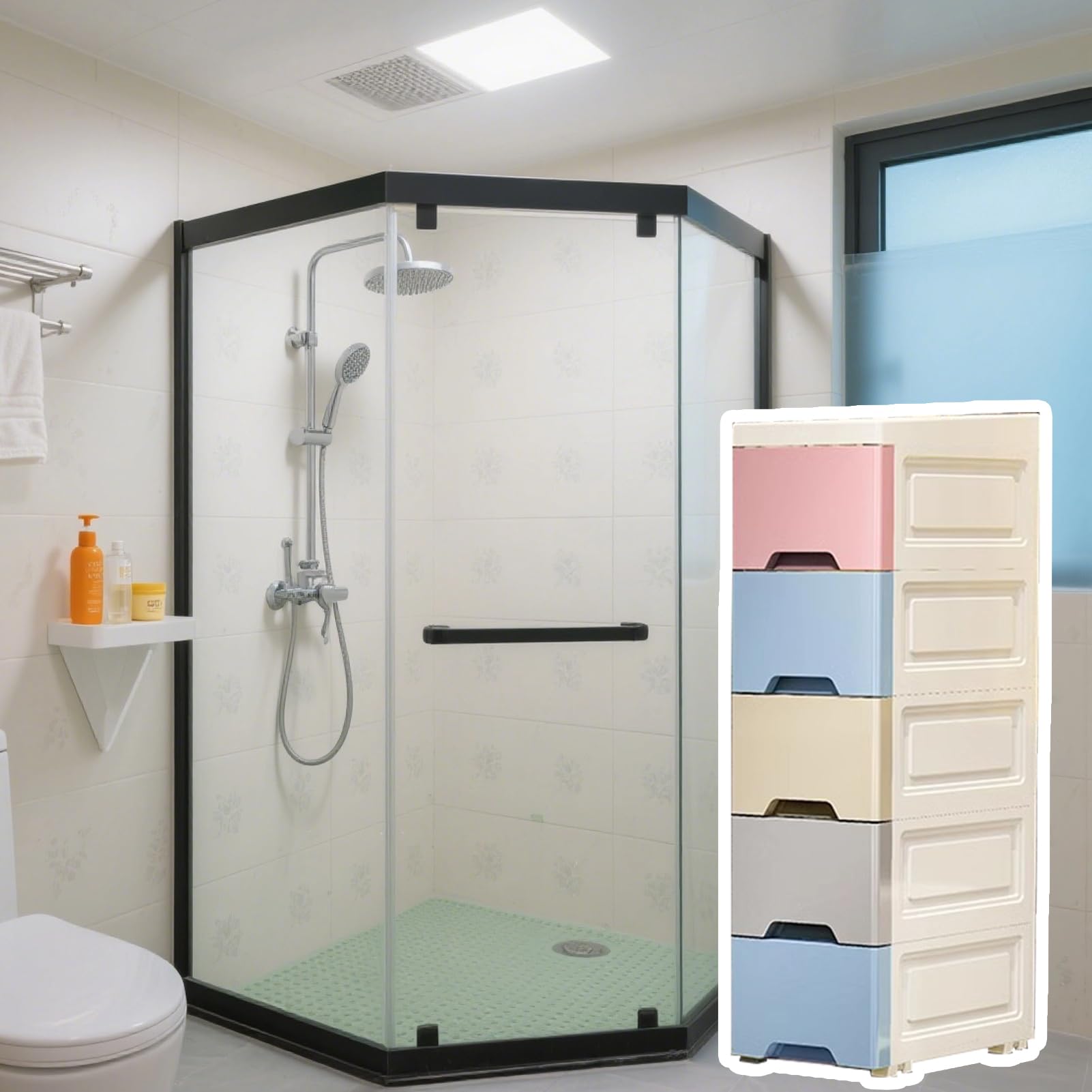 Badezimmerspeicherschrank - Bodeneinheit, 5 -Tier -Organizer | Mobile Schrank Mit Rollen Für Mietwohnungen Hotel Badezimmer Küche Vertikale Schubladen Lagerung Für Toilettenartikeldekorati