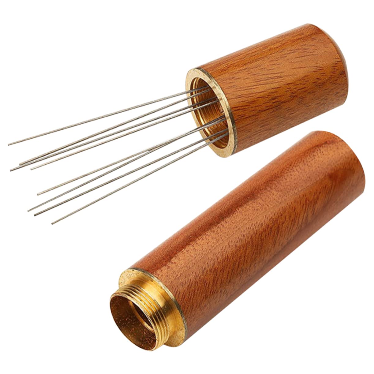 Espresso Coffee Stirrer with Wood Handle and Stand Durable Espresso Distribution Tool for Coffee Leveling and Breaking Up Grounds for Home Cafe and Restaurant