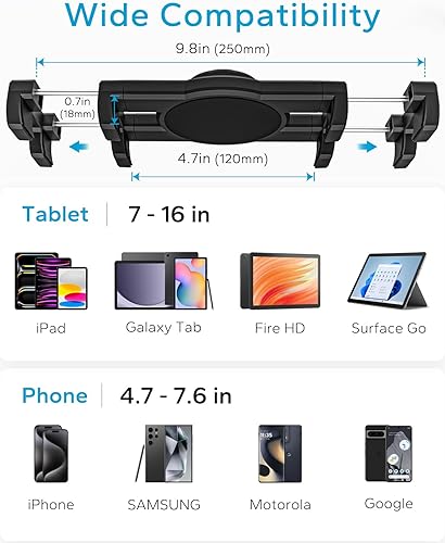 Miniatura 7 de Soporte para tablet de 16 pulgadas para escritorio, debajo del gabinete, estante, cama, brazo de metal Soporte ajustable de 360 para tableta