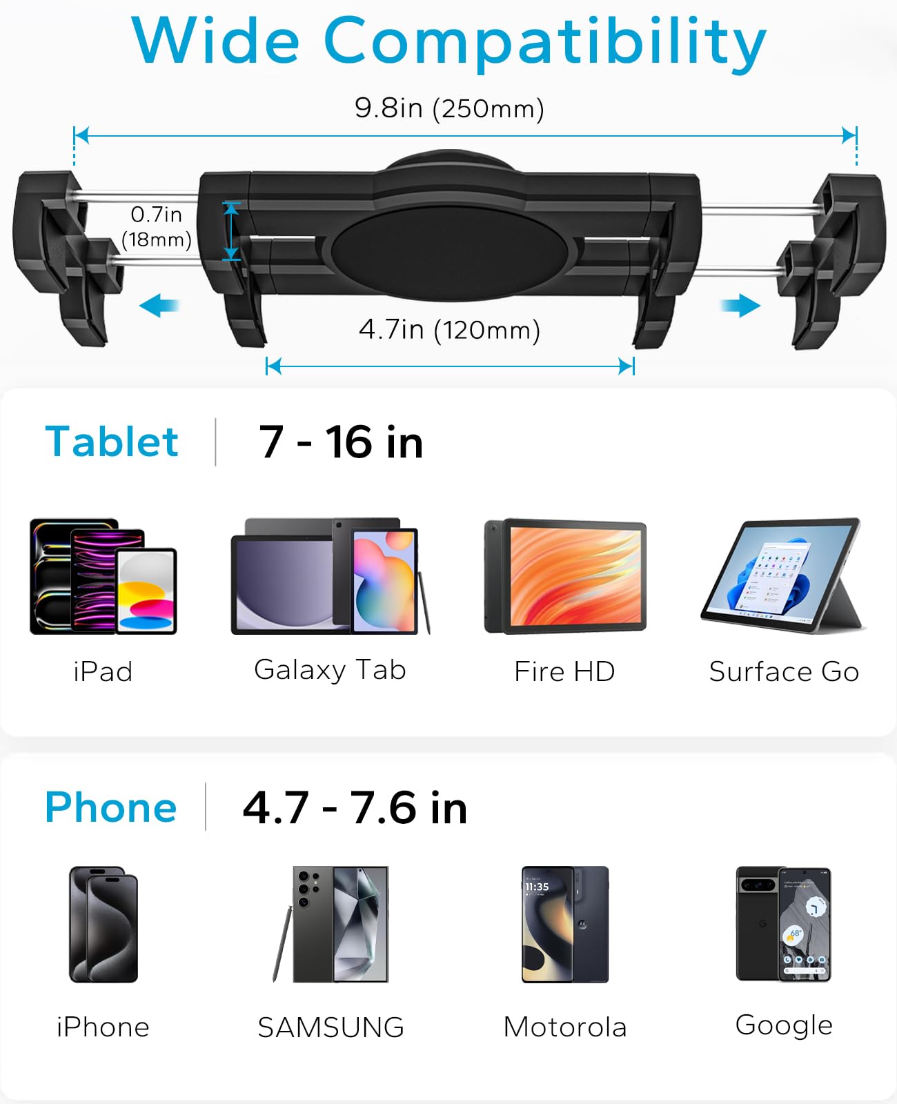 16" Tablet Halterung Tisch, [Metallarm] 360° Verstellbare Tablet Ständer Arm für Küche/Schreibtisch/Bett/Küchenschrank, iPad Halterung Klemme für iPad Pro Air Mini, Galaxy Tab, E-Reader 4,7-16" Geräte
