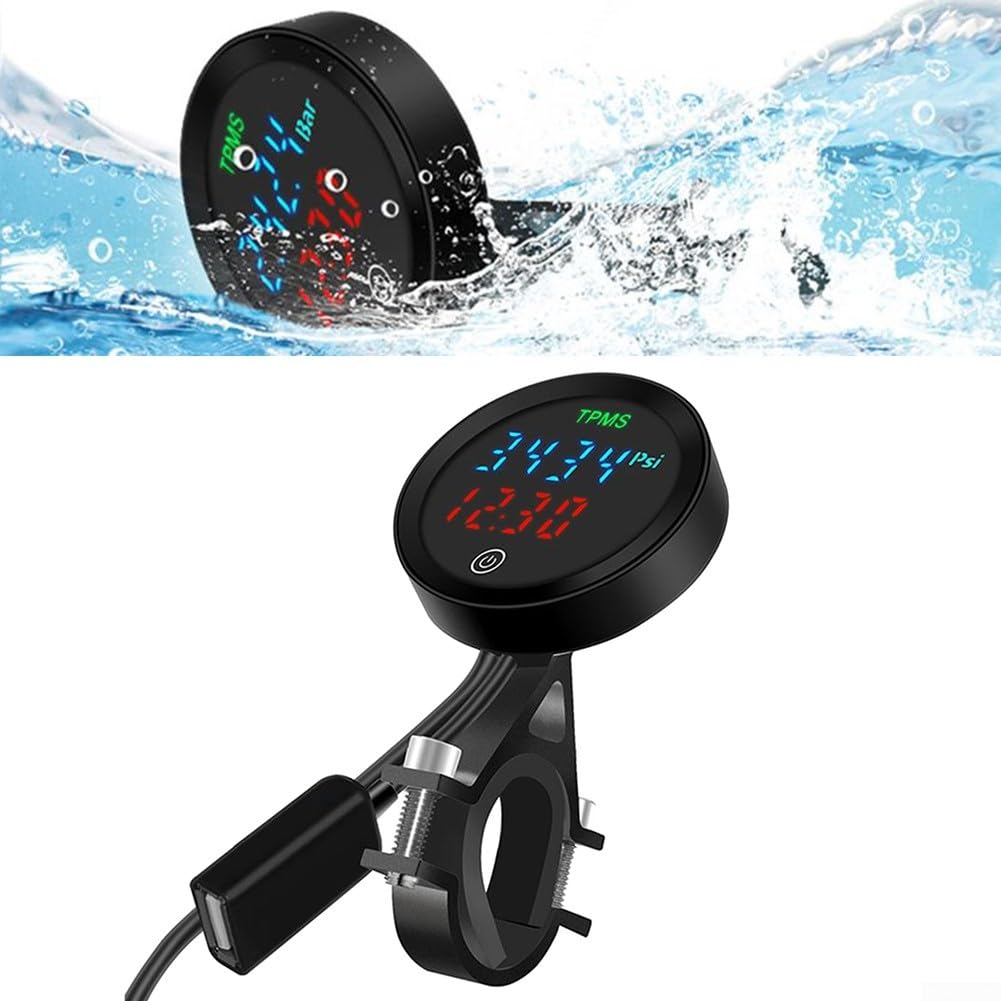 per monitor pressione pneumatici TPMS moto ABS alluminio in tempo reale | Ricarica Solare Display LCD Impermeabile ABS + Alluminio per Moto