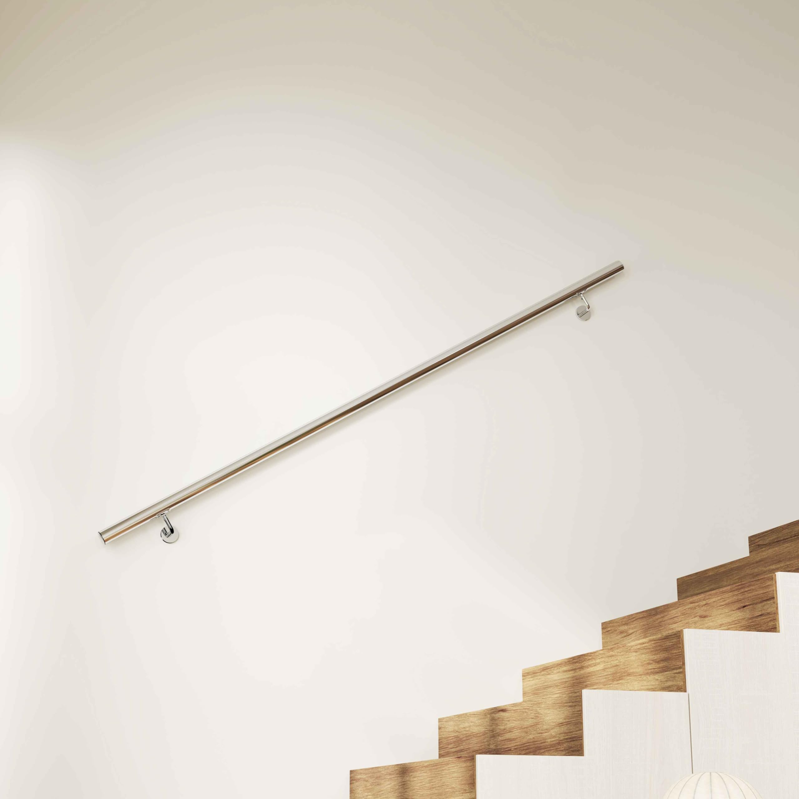 AICA Barandilla de acero inoxidable 304, pasamanos de pared, para exterior e interior, longitud: 180 cm