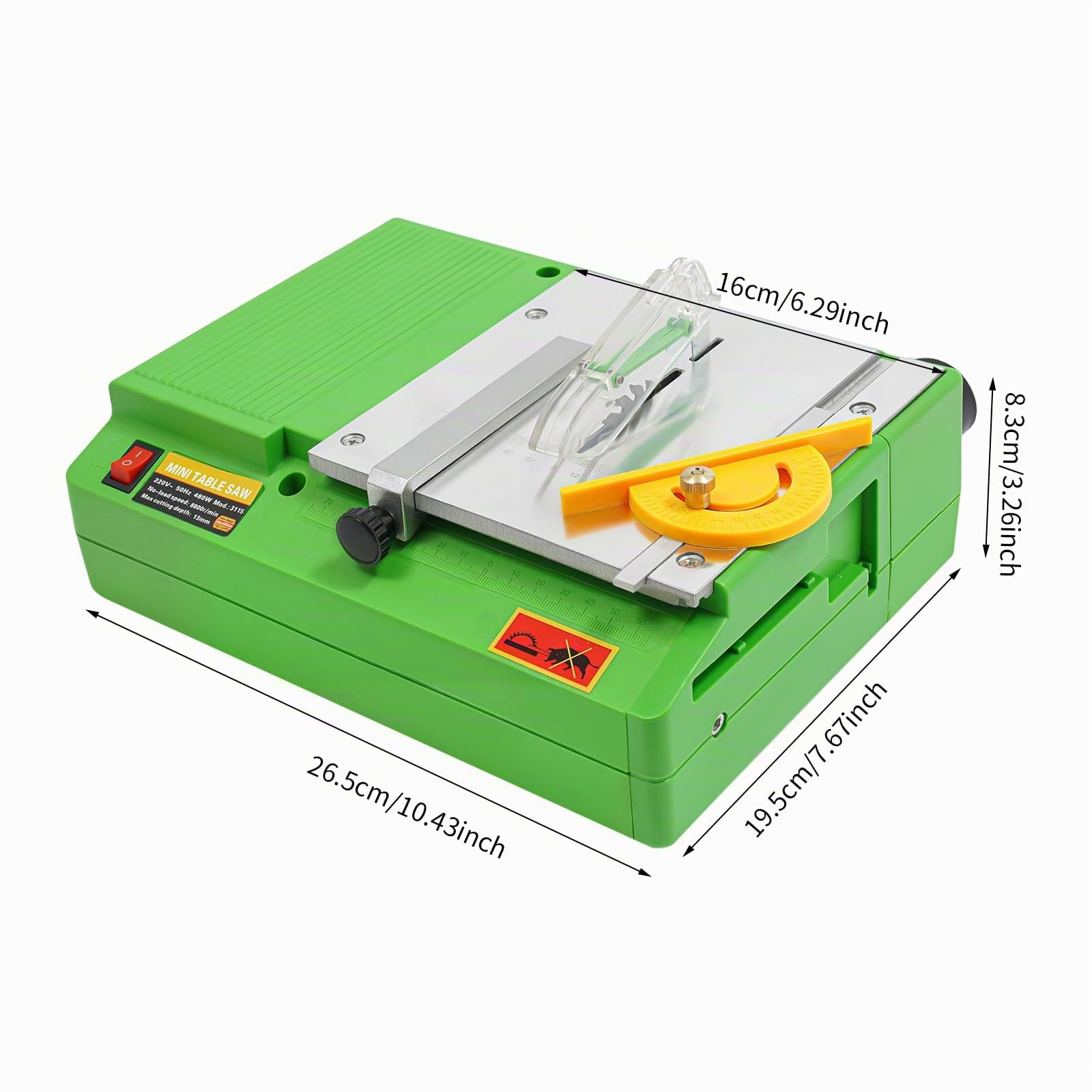 Mini sierra circular de mesa de 480 W – Sierra de mesa eléctrica con 8800 rpm para madera, metal y plástico – Mesa multifunción para cortar, pulir y grabar – Diseño portátil