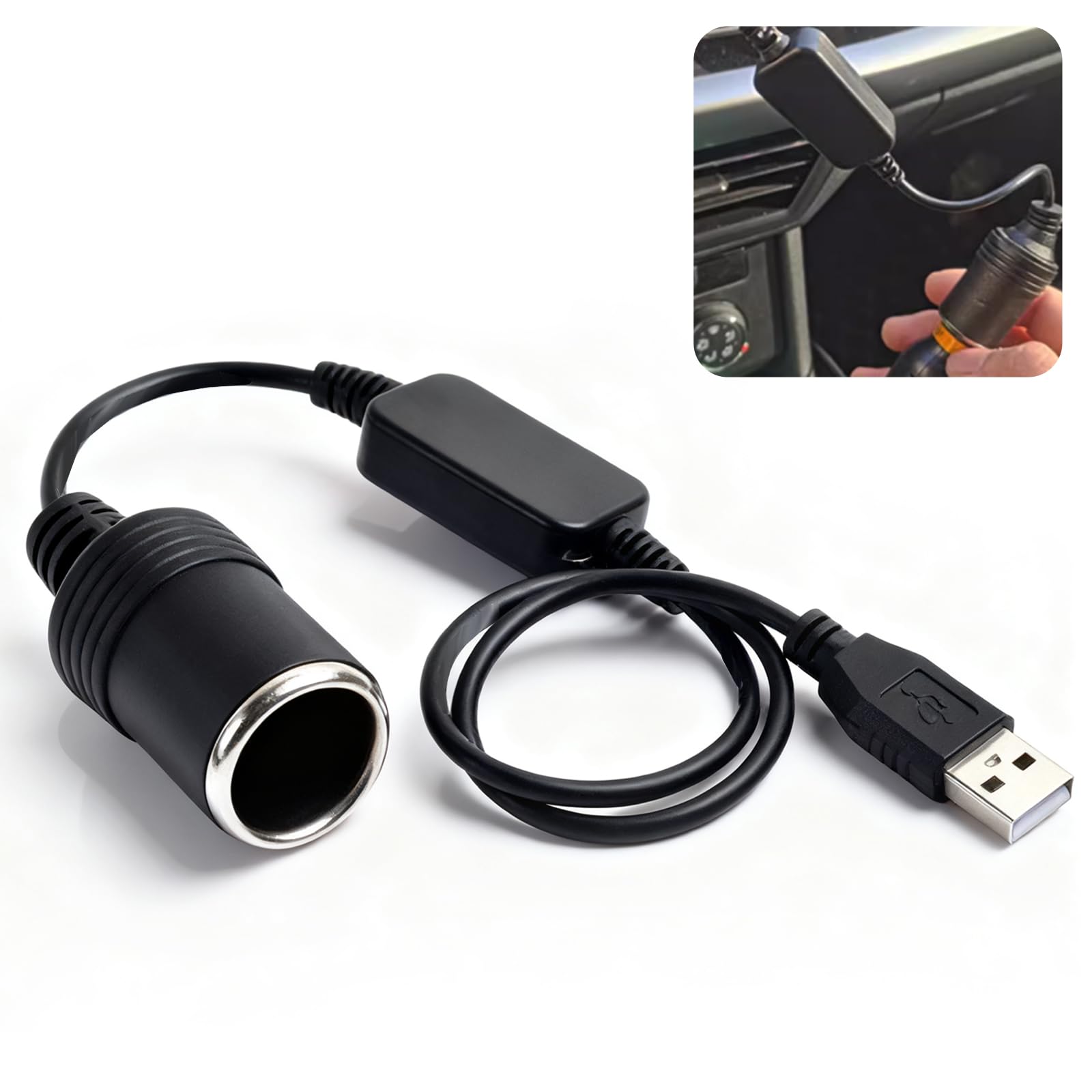 Convertitore USB 5V a Presa Accendisigari 12V Adattatore Auto Portatile con Uscita Massima per Alimentazione Dispositivi GPS Dashcam Luci LED e Accessori Veicolari