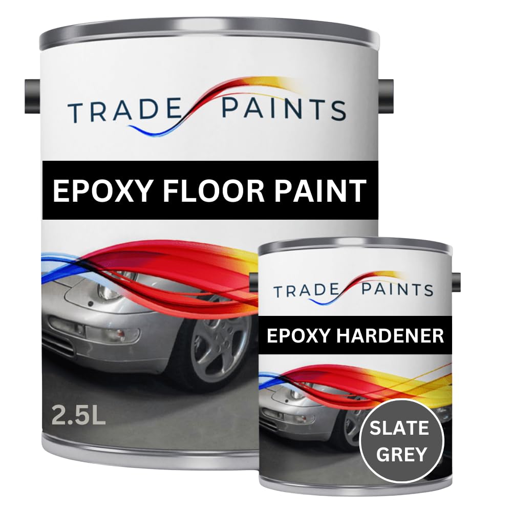 paints4trade 2 Pack Epoxy Garage Concrete Floor Paint - Dark Grey BS18B25-2.5L – Heavy Duty, Durable, Chemical & Oil Resistant, Long-Lasting Industrial Strength