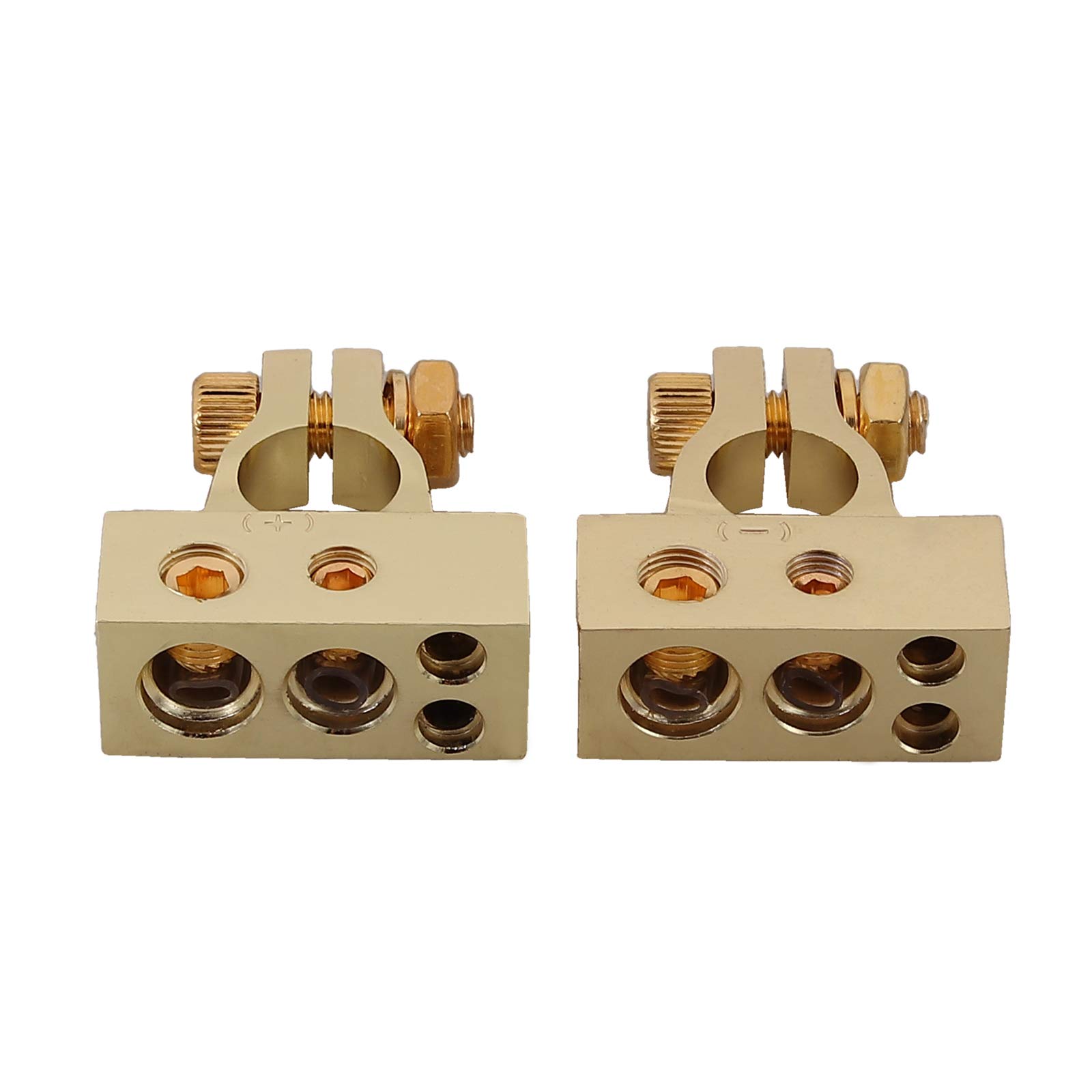 eSynic 2PCs Waterproof Car Battery Terminals 2/4/8/10 Gauge AWG HeavyDuty Battery Terminal