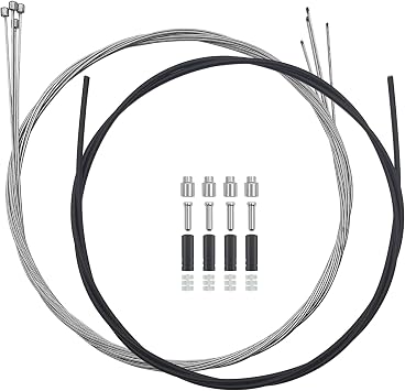 Bike Shift Cable Kit, 4 Pcs Derailleur Cable Shift Cable and A 2M Bike Cable Shift Housing, Bicycle Shifter Wire for Mountain and MTB Road Bike with Free 2 O-Rings, 4 End Ferrules and 4 End Caps