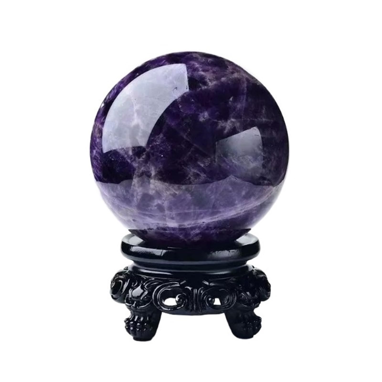 Crystal Ball Ornament Natural Amethyst Sphere Crystal Gemstone Ball Figurine For Home Office Decoration Decoration(10cm)