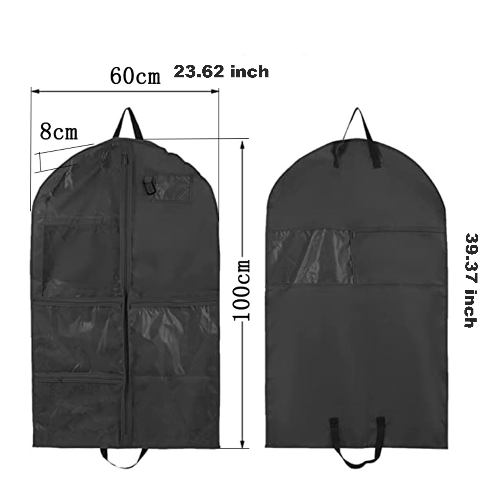 5er-Pack Kleiderhüllen für Kinder-Tanzkostüme, 101,6 cm hohe, Faltbare Kleidersäcke mit Reißverschlusstaschen, Tanz-Kleidersäcke für Tänzer, transparentes Fenster,Purple-60x8x100cm