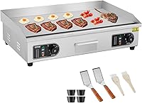 VEVOR 2800W Commercial Electric Griddle - 29" Flat Top Countertop Grill, 122-572°F Temp Control, Stainless Steel w/ Shovels & Brushes for Home & Restaurant (110V)