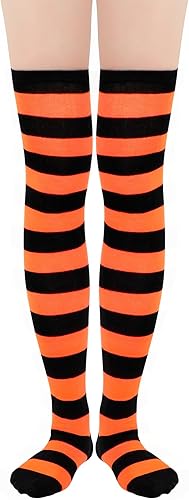 Miniatura 2 de Durio Calcetines altos hasta el muslo para mujer, calcetines a rayas por encima de la rodilla, calcetines largos para mujer, calcetines hasta la