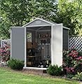 Devoko 6x4 FT Outdoor Storage Shed, Plastic Resin Garden Shed with Lockable Door & Built-in Floor, Waterproof Tool Shed for Backyard, Patio, Lawn, Pool Supplies (Grey)